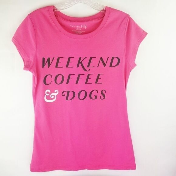 Cute graphic tee. "WEEKENDS COFFEE & DOGS. Size L - Picture 1 of 8